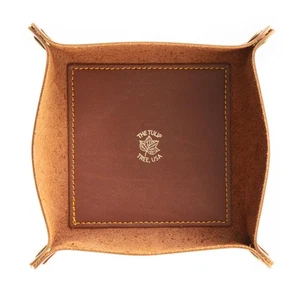 Bandeja valet de cuero premium hecha a mano, ¡se pliega plana! Cesta rodante de dados y orga... - Imagen 1 de 7