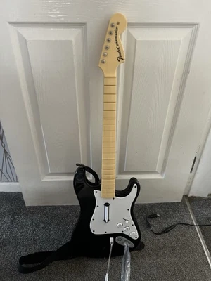 Xbox 360 Wired Fender Stratocaster Harmonix Rock Band Model 822152 Black Guitar - Image 1 of 4