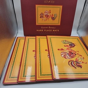 Williams Sonoma Set of 4 Jeu De Tuscan Rooster Hard Place Mats 2010 Cork READ - Picture 1 of 24
