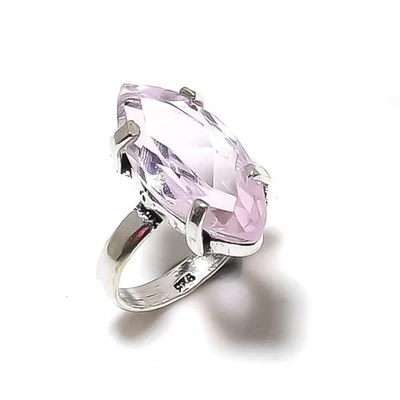 Anillo Joyería Regalo Plata Esterlina 925 Piedras Preciosas Kuncita Rosa Talla 5.5 v946 Foto 1 de 3