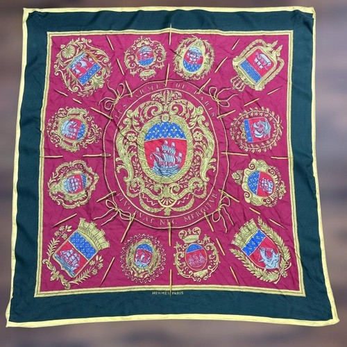 HERMÈS HERMES Sciarpa Carre90 Seta Quadrata "Stemma" Multicolore 0101609K Autentica