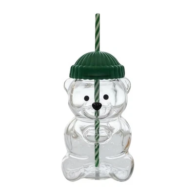 2025 Holiday New Glass Bear Cold Cup With Straw 20oz Mug Jar Coffee Unbranded - Image 1 of 4