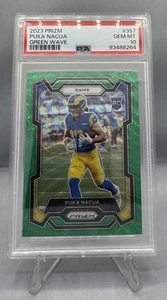 Puka Nacua RC Rookie 2023 Prizm #357 Green Wave Los Angeles Rams PSA 10 Crack* - Picture 1 of 3