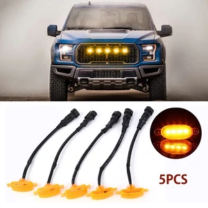5X Universal For Ford Truck Raptor Style LED Amber Front Grille Lighting Lights - Foto 1 di 11