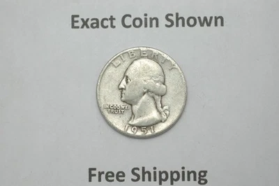 1951 P Washington Silver Quarter No Mint Mark Philadelphia Free Shipping - Image 1 of 2