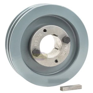 Cast Iron 4.75" Dual Groove Pulley Belt A Section 4L with 1-3/8" Sheave Bushing - Picture 1 of 6