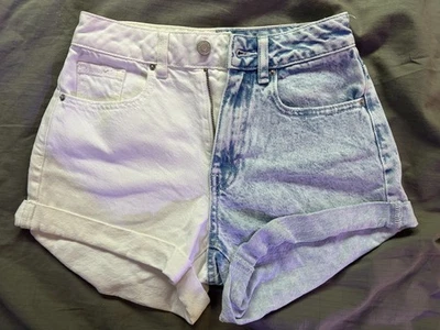 Pacsun Mom Corto Color Block tiro alto talla 24 Azul y Blanco Foto 1 de 4