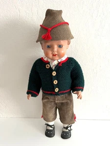 Vintage 50er Jahre Schildkröt Junge Puppe in traditioneller deutscher Kleidung 46 cm/18" - Bild 1 von 6