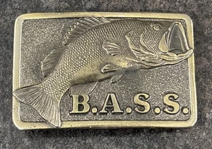 Vintage 1980’s Bass Anglers Sportsman Society Brass Belt Buckle Great American🔥 - Bild 1 von 9