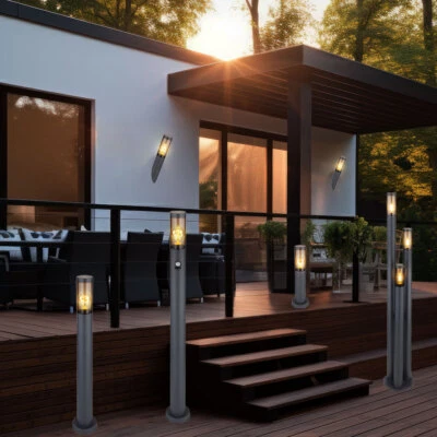 Sockelleuchte Wandfackel Stehlampe LED Filament Steckdose Bewegungsmelder rauch - Bild 1 von 3