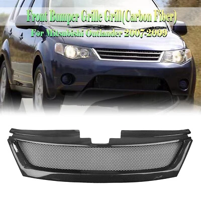 Malla de rejilla de parachoques delantero para Mitsubishi Outlander 2007-2009 2008 fibra de carbono Foto 1 de 4