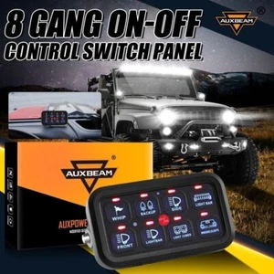 AUXBEAM 8 Gang Switch Panel Relay System LED Control + 4-PIN 47" Extension Cable - Picture 1 of 12
