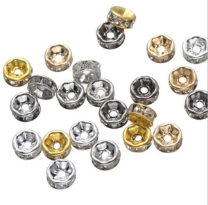 varitions pave clear rhinstone silver gold plated rondelle spacer loose beads  - Picture 1 of 15