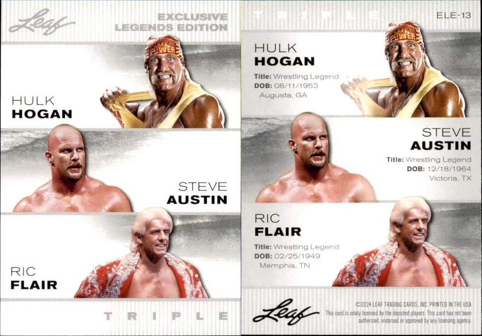 Hoja 2024 LEGEND EXCLUSIVA AUSTIN/HOGAN/FLAIR #ELE-13 WWE LEGENDS Foto 1 de 1