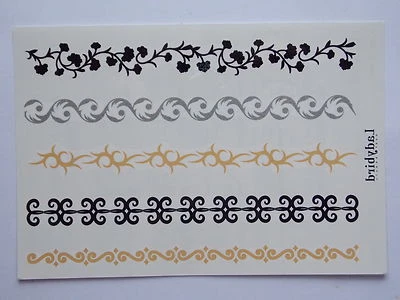 DRESS YOUR NAILS TATTOOS Metallic Temporary Body Tattoos Jewellery Inspired Gold Silver Flash stickers YS