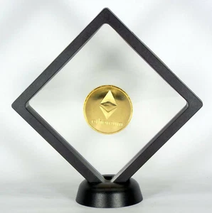 ✅ ETHEREUM COIN GOLD FLOATING COIN DISPLAY - COLLECTOR COMMEMORATIVE ROUND - Picture 1 of 2