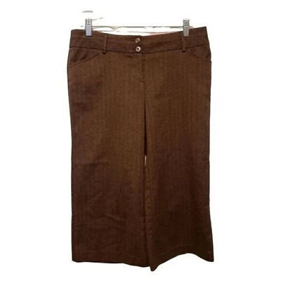 Tracy Evans Womens Size 9 Brown  Striped Wide Leg Capri Pants - Image 1 of 4