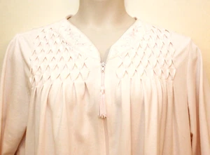 Miss Elaine Robe Womens XL Soft Brushed Cotton Blend Full Zip Knee Length Pink - Picture 1 of 7