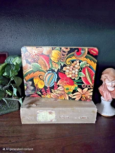Vintage Floral Fruit Tin Made In England Made Exclusively For Revlon 10.5"x 8" - Picture 1 of 11