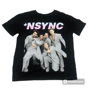 NSYNC Strike A Pose Black nostalgia 90's kids boyband T-Shirt Tee size L 10/12 - Picture 1 of 8