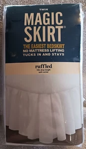Magic Skirt Twin Size Bettrock ohne Matratzenanhebung gerafft 15" Tropfen weiß ~ NEU - Bild 1 von 3