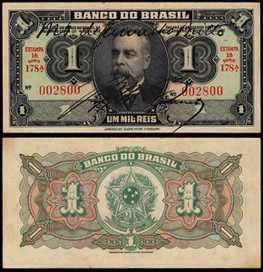 BRAZIL 1 MIL REIS (P110Ba) 1923 SERIE 178 A AUNC - Picture 1 of 1
