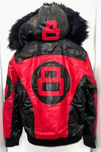 Men's 8 Ball Jacket Robert Phillipe Jacket Removeable Fur Hood RED NEW W TAGS - Picture 1 of 10