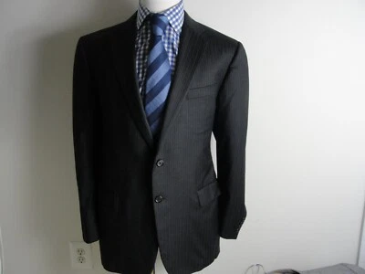 Hickey Freeman  Mens Black Stripe 2 Btn  Wool Suit Sz- 44L/W39 - Image 1 of 4