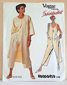 Vintage 85 Vogue Individualist #1546 Tamotsu MS Mantel Kleid, Hose & Top MUSTER 10 UC - Bild 1 von 3