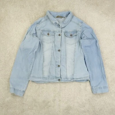 Chaqueta de mezclilla Enzo para mujer jeans grandes vintage motociclista camionero chaqueta abotonada Foto 1 de 4