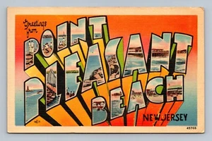 Greetings From Point Pleasant Beach New Jersey Large Letter Postcard Linen - Picture 1 of 2