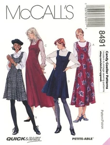 McCall's 8491 Scoop or Square Neck Jumper in 2 Lengths, Side Buttons Sz 12-16 UC - Picture 1 of 5