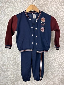 Vintage 2 Stck. Marineblau Bugle Junge Kinder Jacke Hose Körper Ed Trainingsanzug Größe 4T - Bild 1 von 11