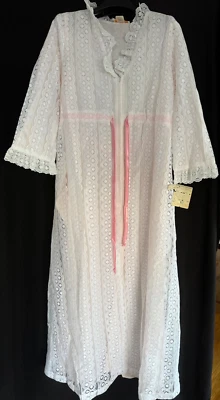 2 Nightgowns Granny NWT Gilligan OMalley Sa-Lu Small Pink Blue Sleep Quilt Lace - Image 1 of 4