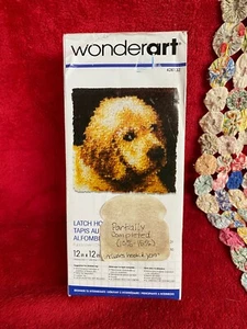 Golden Labrador Puppy Dog Latch Hook Kit by Wonder Art Partially Started - Picture 1 of 7