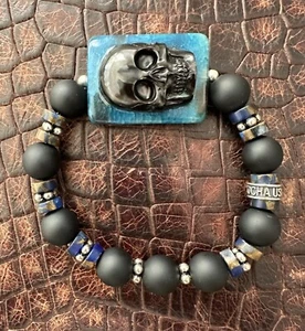 925 sterling silver skull mens bracelet - Picture 1 of 8