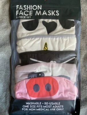 Fashion Critter Face Mask 5 Pack - Image 1 of 4
