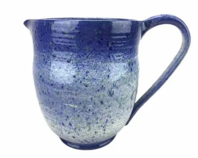 Jarra para servir Arango hecha a mano grande cerámica de gres azul moteado 8 1/2 Foto 1 de 4
