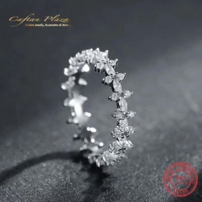 Anello Donna Fine Eternity Anello 925 Argento Oro Plt con Zirconi Cubici AAA - Immagine 1 di 4