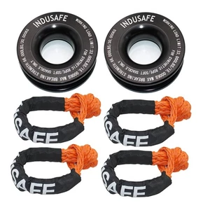 2PK Recovery Ring Snatch Block Pulley Heavy Duty w/4 Soft Shackle Tow Winch Rope - Picture 1 of 9