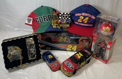 NASCAR Jeff Gordon Diecast Car, Snapbacks, Watch & Knife 9 Total Items - Image 1 of 4
