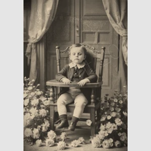 Viktorianischer Junge Baby Hochstuhl Foto Post Mortem Kind Foto 4 mal 6 Druck - Bild 1 von 1