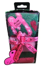 Paquete de 3 calcetines de felpa Betsey Johnson set de regalo navideño bastón de caramelo talla 9-11 - Imagen 1 de 3