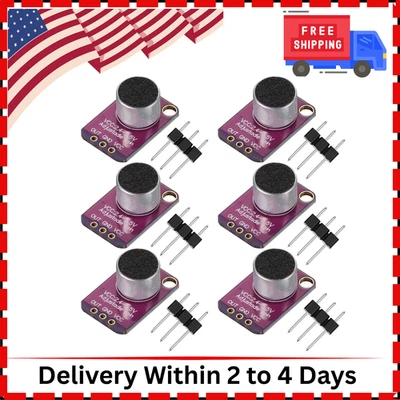 6 Pieces Electret Microphone Amplifier Module MAX4466 Adjustable Gain Blue... - Image 1 of 4