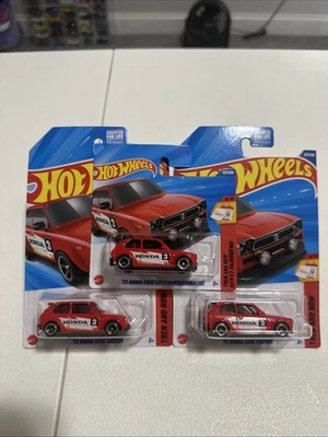 Hot Wheels 73 Honda Civic Custom Lot Of 3 & Short Card Rare Lot Jdm Honda - Image 1 of 4
