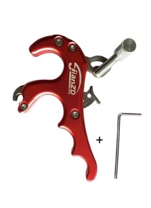 Eloxierter roter Aluminium Compoundbogen Lösehilfe mit 360 * verstellbarem Daumenabzug - Bild 1 von 7