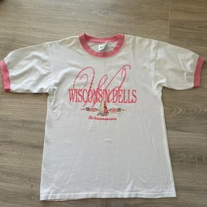 Wisconsin Dells Vintage Graphic Ringer Tee 90's Retro Grandma Sailboat Indie WI - Picture 1 of 8