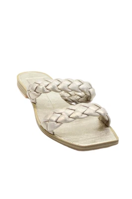 Dolce Vita Womens Braided Slide On Sandals Gold Metallic Size 7.5 - Image 1 of 4