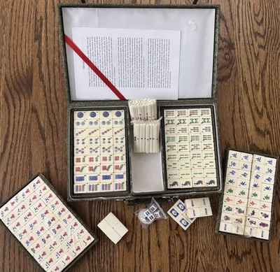 Rare Vintage Mahjong Bone & Bamboo Complete Tile Set SEALED! - Image 1 of 4