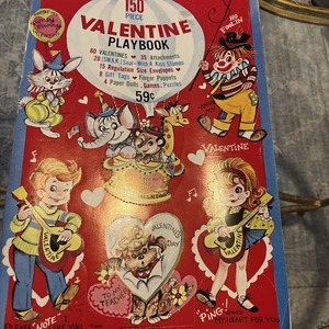 Vtg Uncut Book 150 Valentines Novelty Stand-Up Push Outs Fuld & Company 1960's - Picture 1 of 20